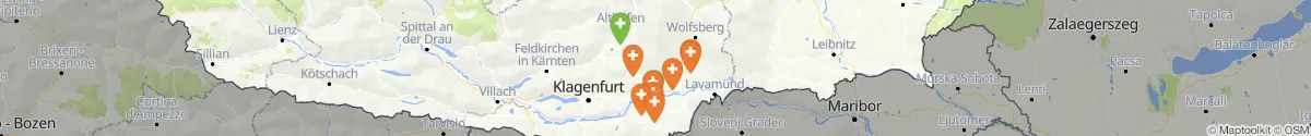 Kartenansicht für Apotheken-Notdienste in der Nähe von Diex (Völkermarkt, Kärnten)